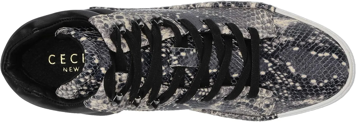 Cecelia New York Silow Leather Platform High Top Sneaker Black/White Snake