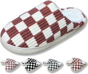 Checkered slipeers Comfortable Plaid Scuff Slides for Indoors & Outdoors, Unisex Cozy Memory Foam Slipper in Warm