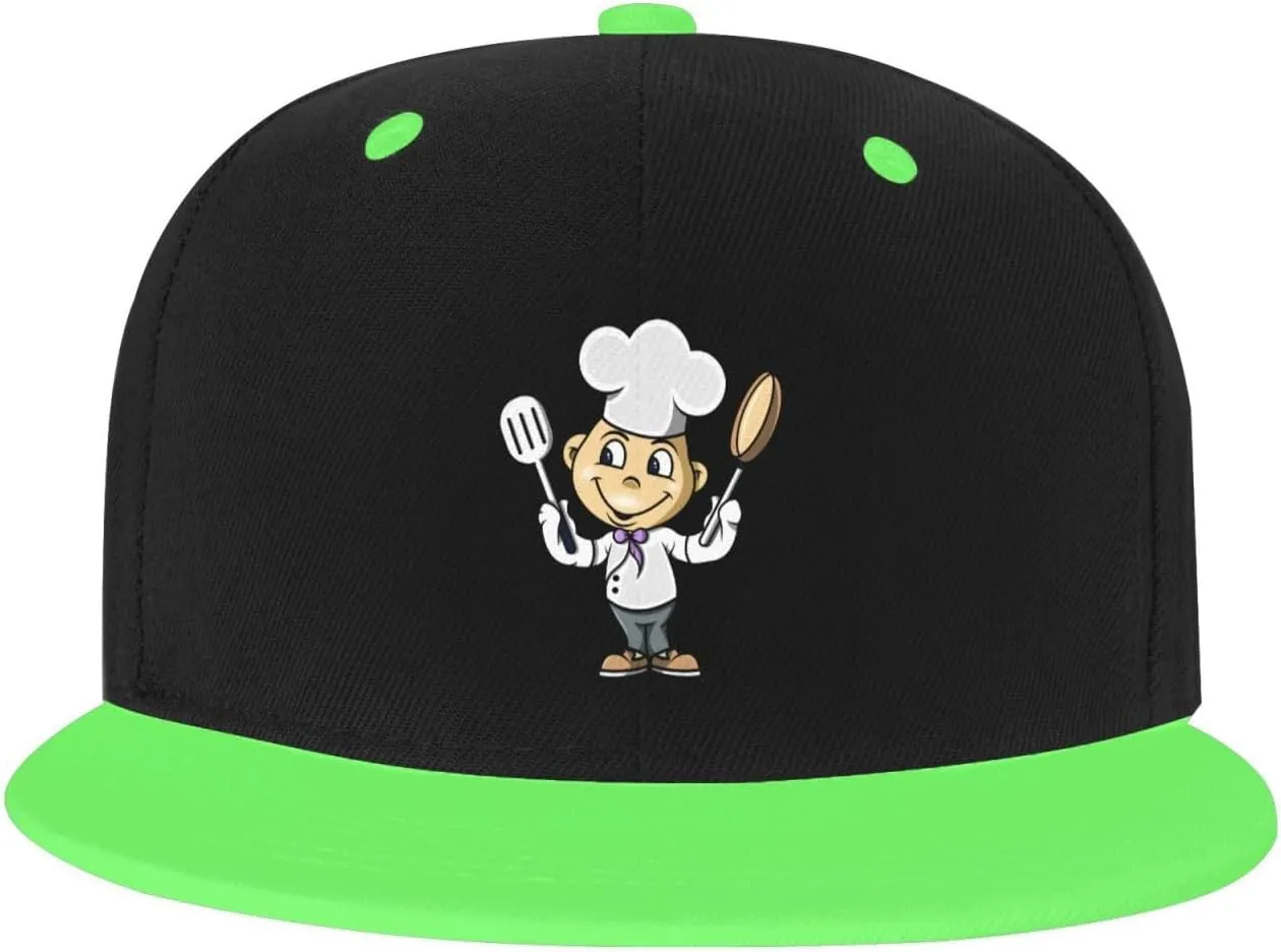 Chef with Spatula and Frying Pan Baseball Cap for Men Women Snapback Hat Adjustable Flat Bill Hats