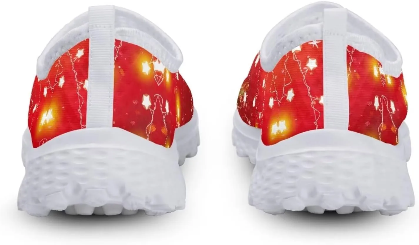 Christmas Roading Running Shoes Breathable Mesh Outdoor Walking Shoes Slip On Loafer Shoes Size 5.5-11.5