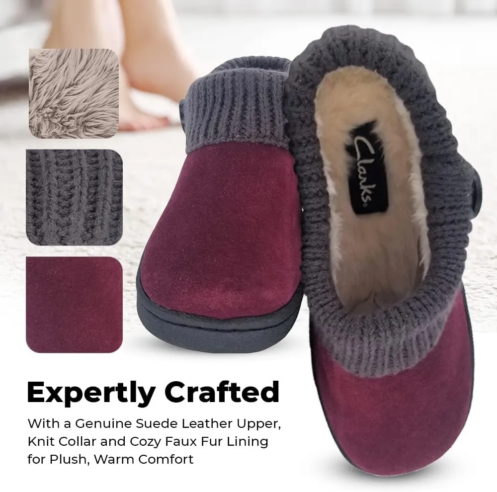 Clarks Amanda Grey Indoor Outdoor Clog Rounded Closed Toe Winter Mules
