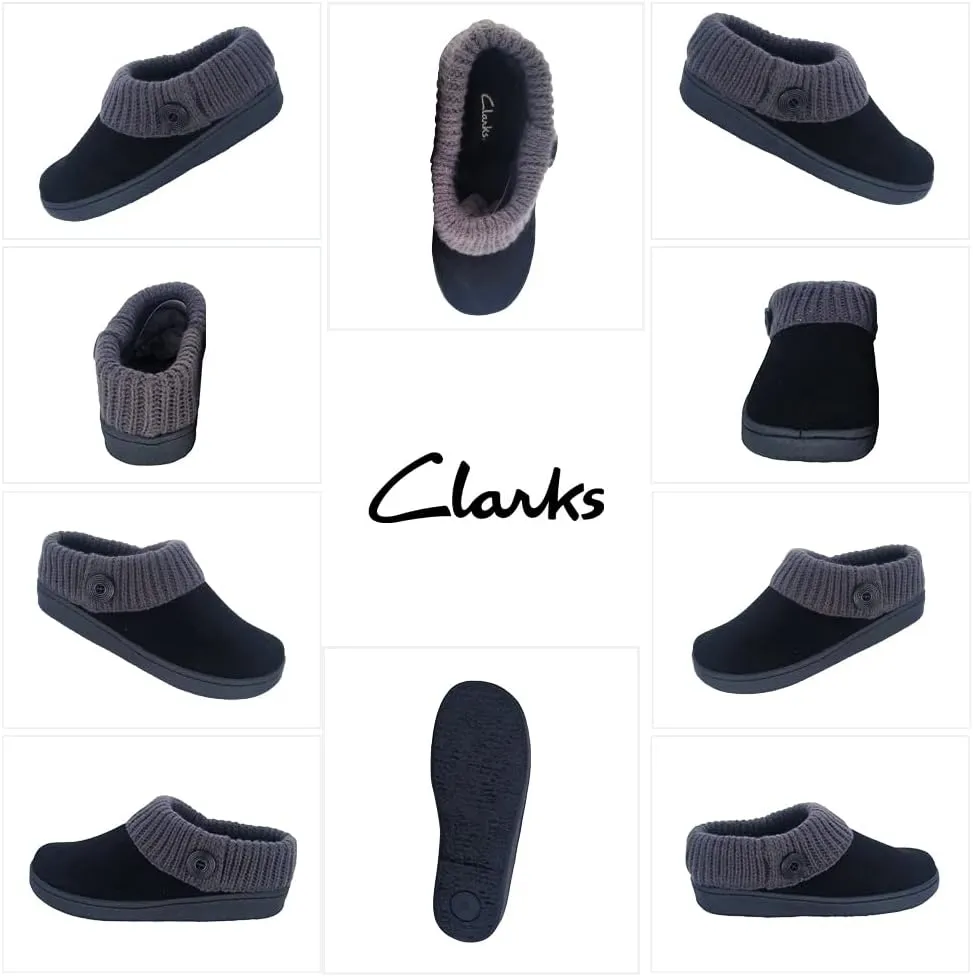 Clarks Amanda Grey Indoor Outdoor Clog Rounded Closed Toe Winter Mules