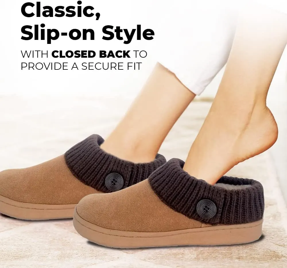 Clarks Amanda Grey Indoor Outdoor Clog Rounded Closed Toe Winter Mules