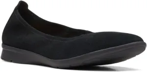 Clarks Women's Jenette Ease Ballet Flat, Black Suede, 7