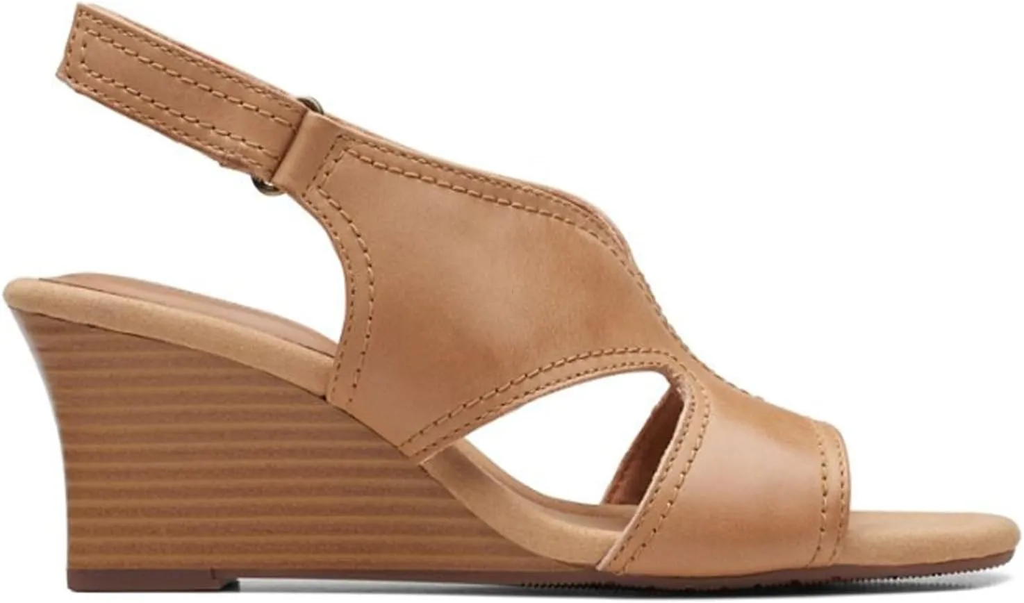Clarks Womens Kyarra Aster Leather Wedge Sandals