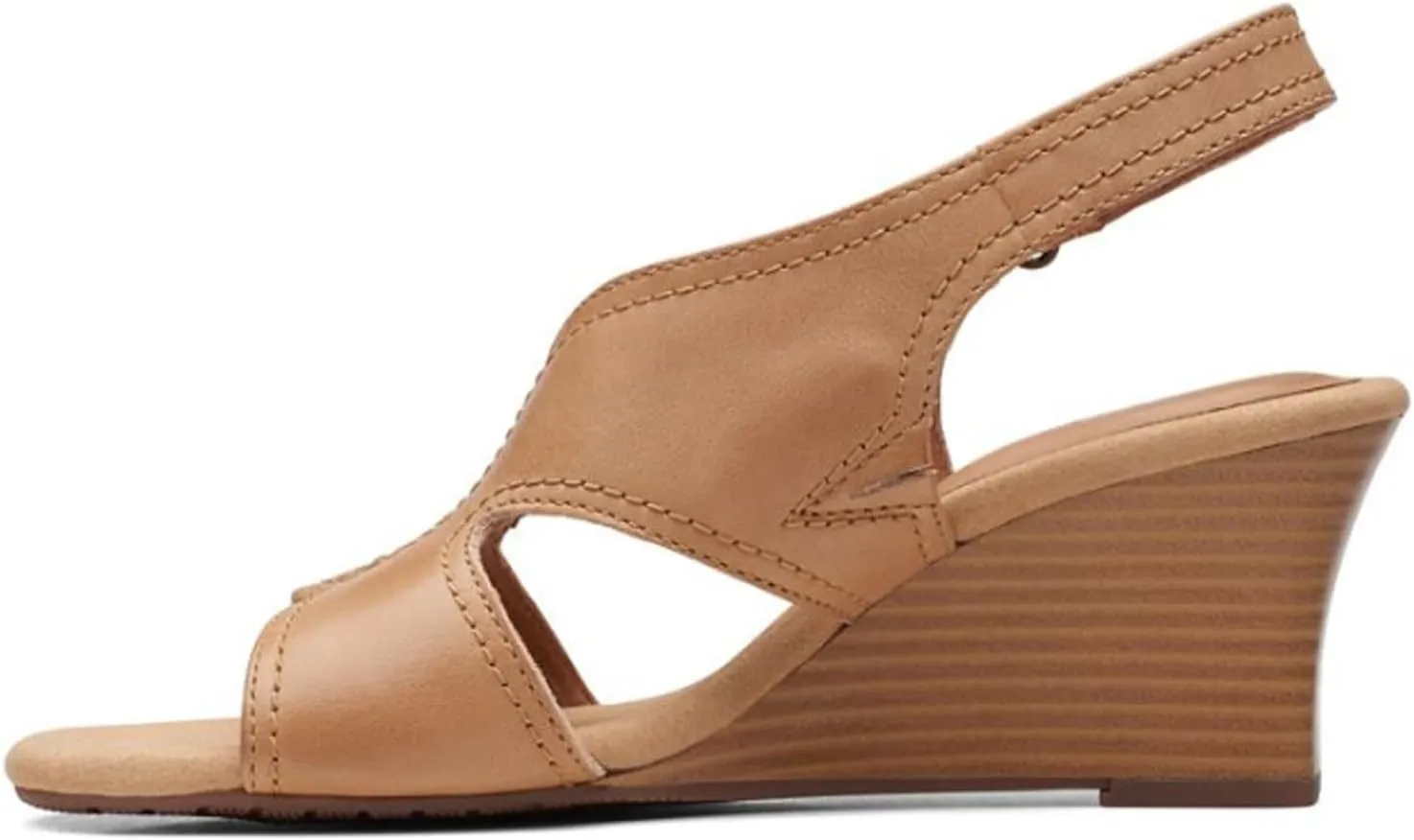 Clarks Womens Kyarra Aster Leather Wedge Sandals