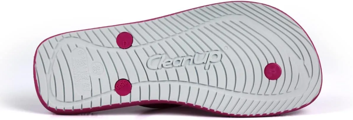 CLEANUP Flip Flops | Womens | Mono Fun Pink | Exfoliating, Massaging and Relaxing | Comfortable & Lightweight Thong Sandals | 100% Vegan Recyclable Fibers |