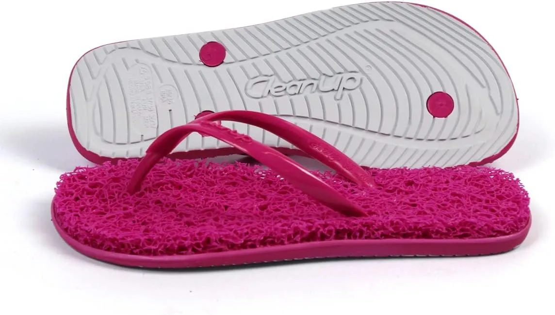 CLEANUP Flip Flops | Womens | Mono Fun Pink | Exfoliating, Massaging and Relaxing | Comfortable & Lightweight Thong Sandals | 100% Vegan Recyclable Fibers |