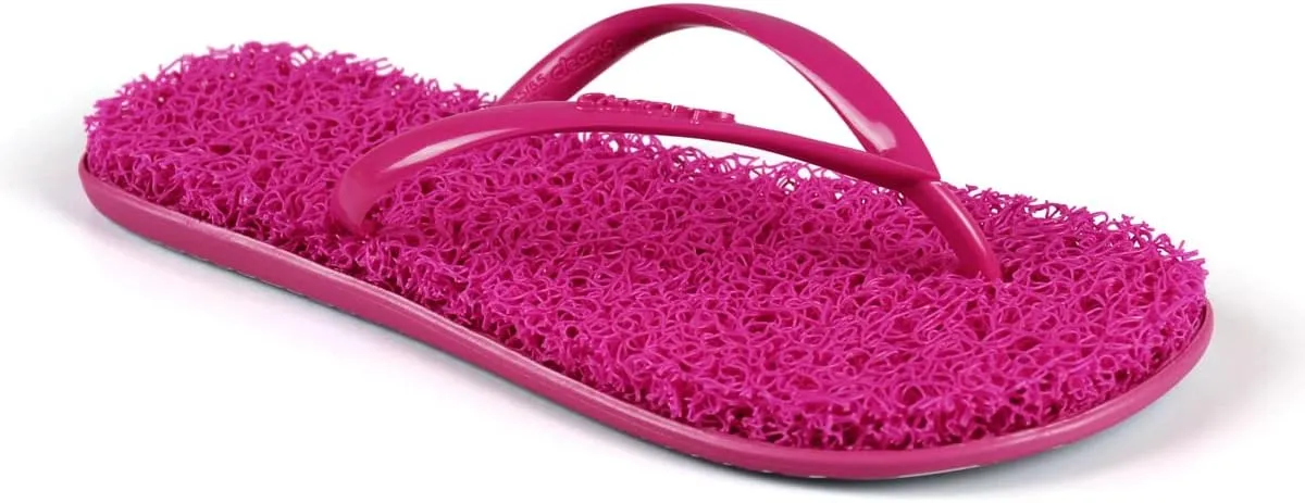 CLEANUP Flip Flops | Womens | Mono Fun Pink | Exfoliating, Massaging and Relaxing | Comfortable & Lightweight Thong Sandals | 100% Vegan Recyclable Fibers |