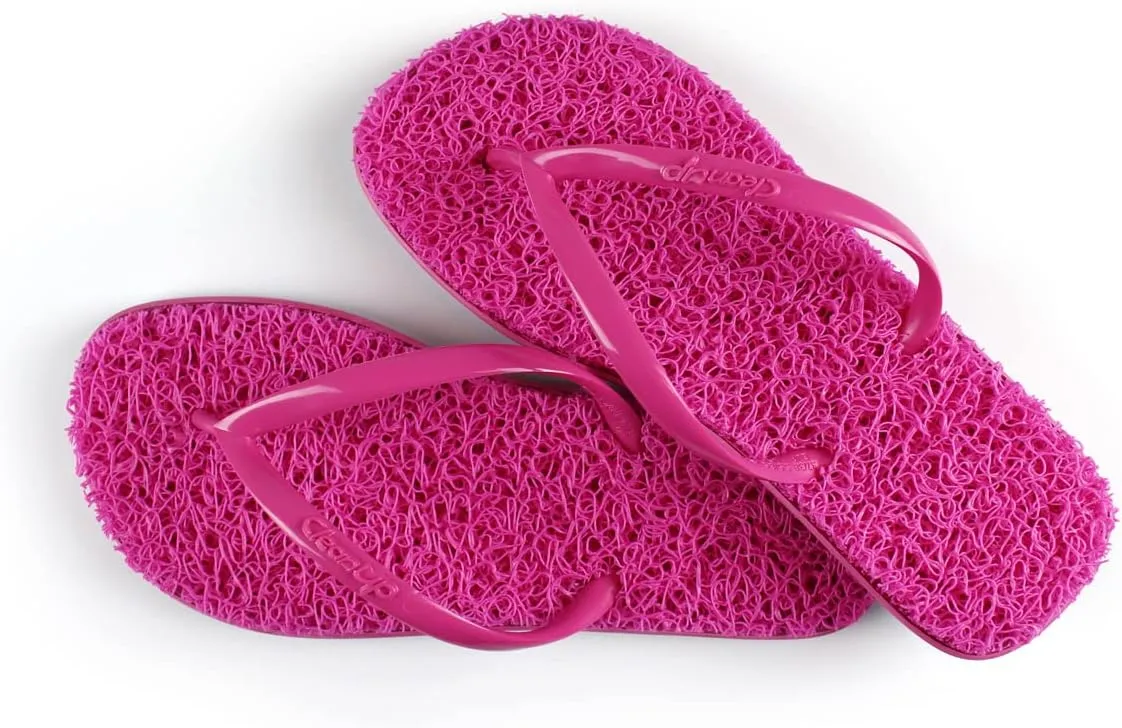 CLEANUP Flip Flops | Womens | Mono Fun Pink | Exfoliating, Massaging and Relaxing | Comfortable & Lightweight Thong Sandals | 100% Vegan Recyclable Fibers |