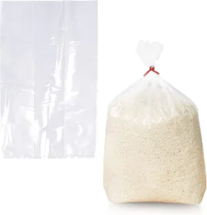 Clear Gusseted Poly Bags, 10 x 4 x 20 Inches. Pack of 100 Side Gusseted Plastic Bags with Open Top. Crystal Clear Baggies for Treats. Tear-Resistant 2 Mil Polyethylene Flat Bottom Bag
