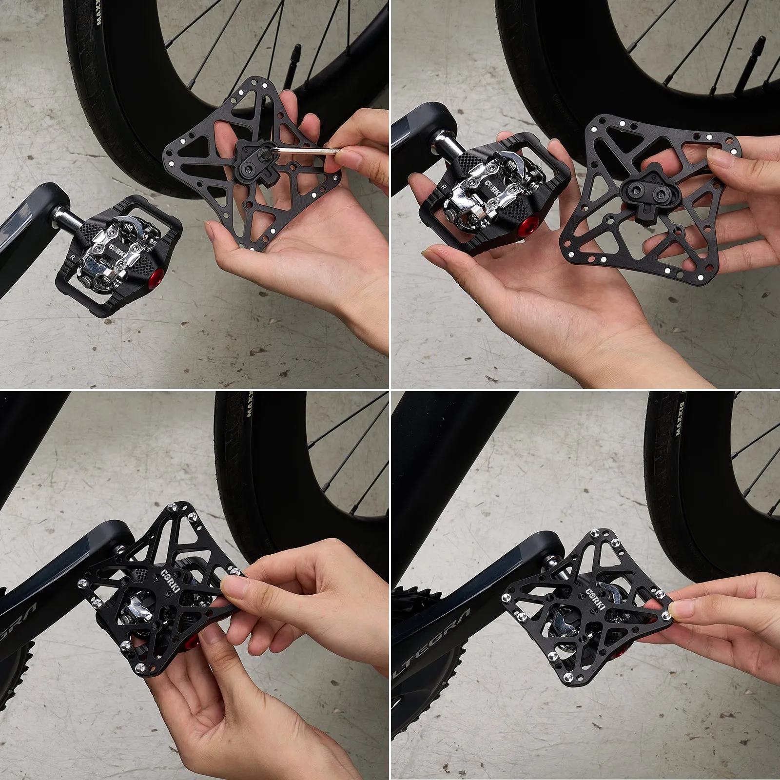 Clipless Wide Platform Adapter Flat Pedals