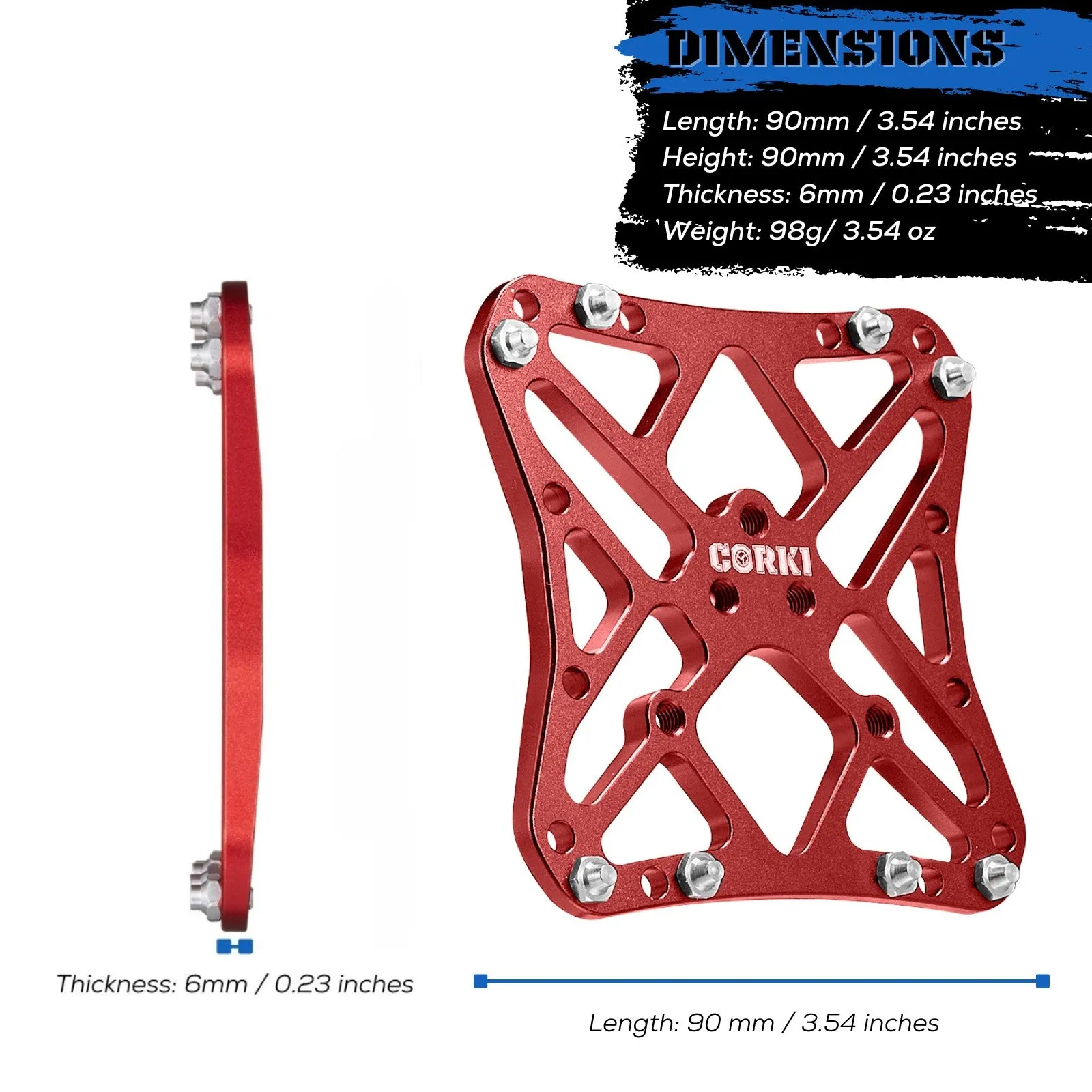 Clipless Wide Platform Adapter Flat Pedals
