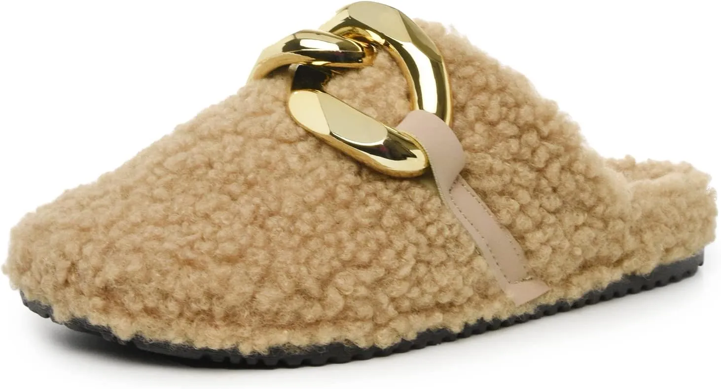 CLOUDAIR Fantsie Womens Fuzzy Slippers for House, Indoor & Outdoor - Furry Faux Plush Slipper - Lightweight & Comfortable Winter Shoes with Rubber Outsole