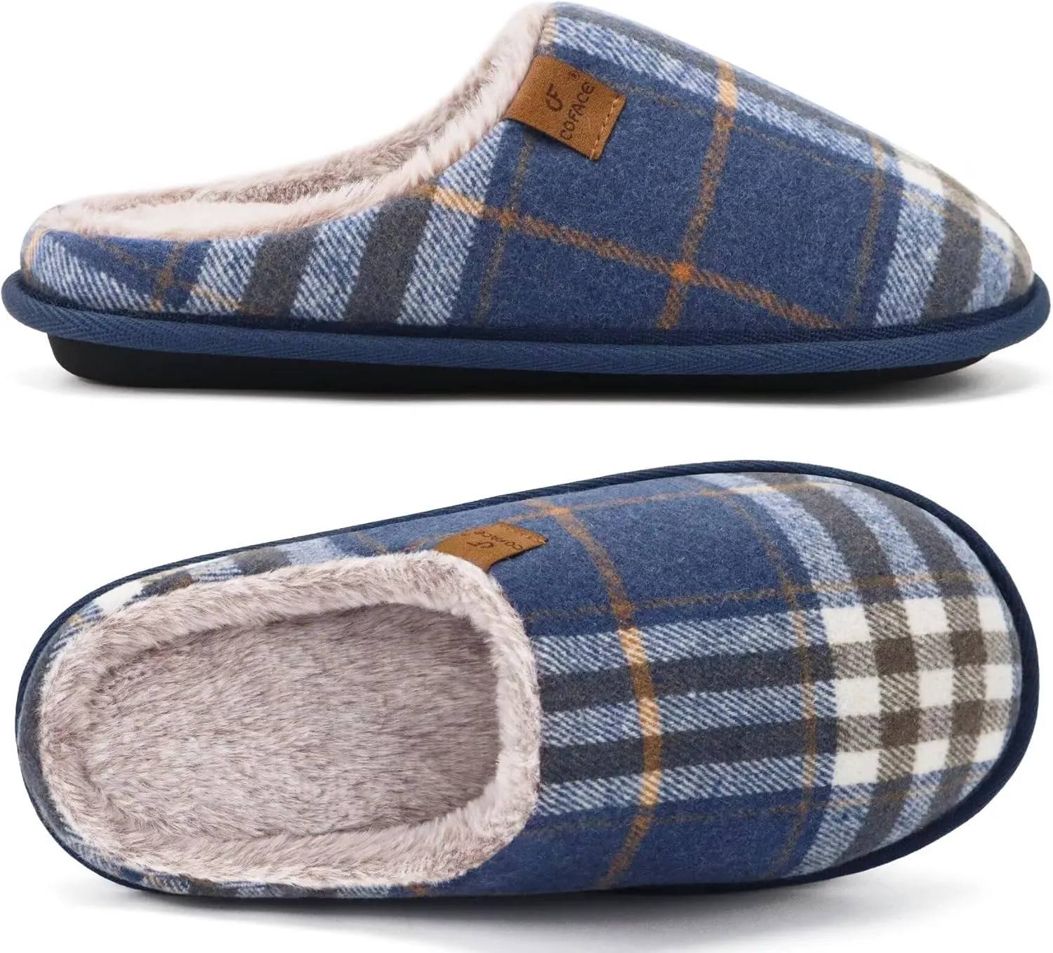 COFACE Unisex Mens Womens Cozy Memory Foam Scuff Slippers Casual Slip On Warm House Shoes Indoor/Outdoor Sandal Slippers With Arch Support Rubber Sole Size 4-15