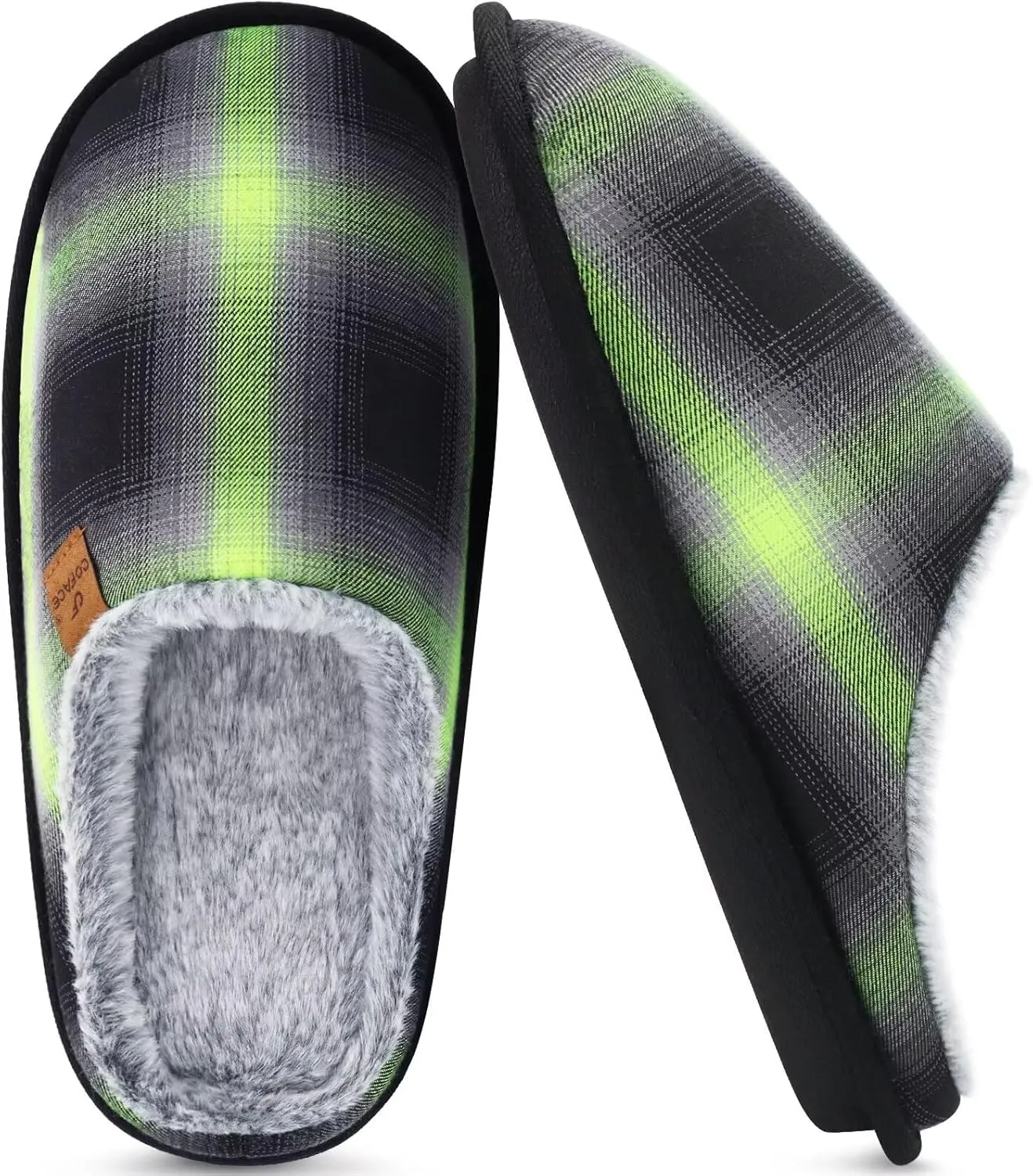 COFACE Unisex Mens Womens Cozy Memory Foam Scuff Slippers Casual Slip On Warm House Shoes Indoor/Outdoor Sandal Slippers With Arch Support Rubber Sole Size 4-15