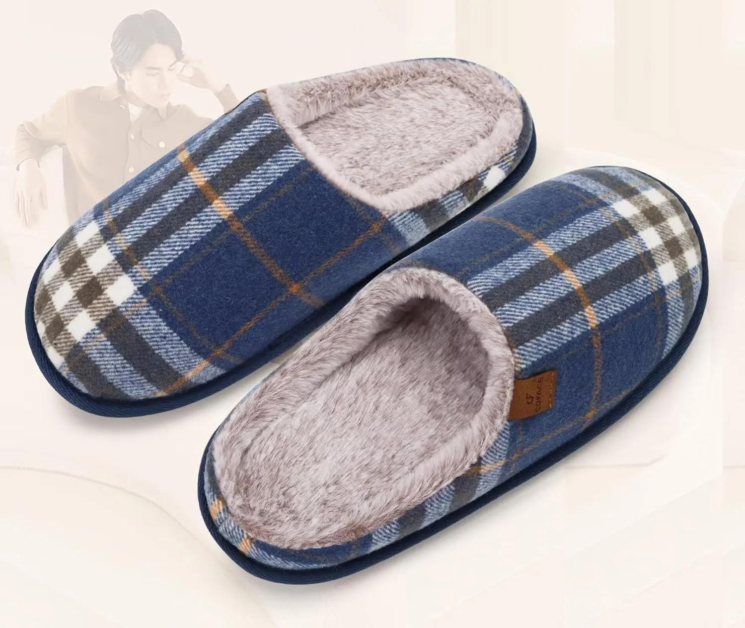 COFACE Unisex Mens Womens Cozy Memory Foam Scuff Slippers Casual Slip On Warm House Shoes Indoor/Outdoor Sandal Slippers With Arch Support Rubber Sole Size 4-15