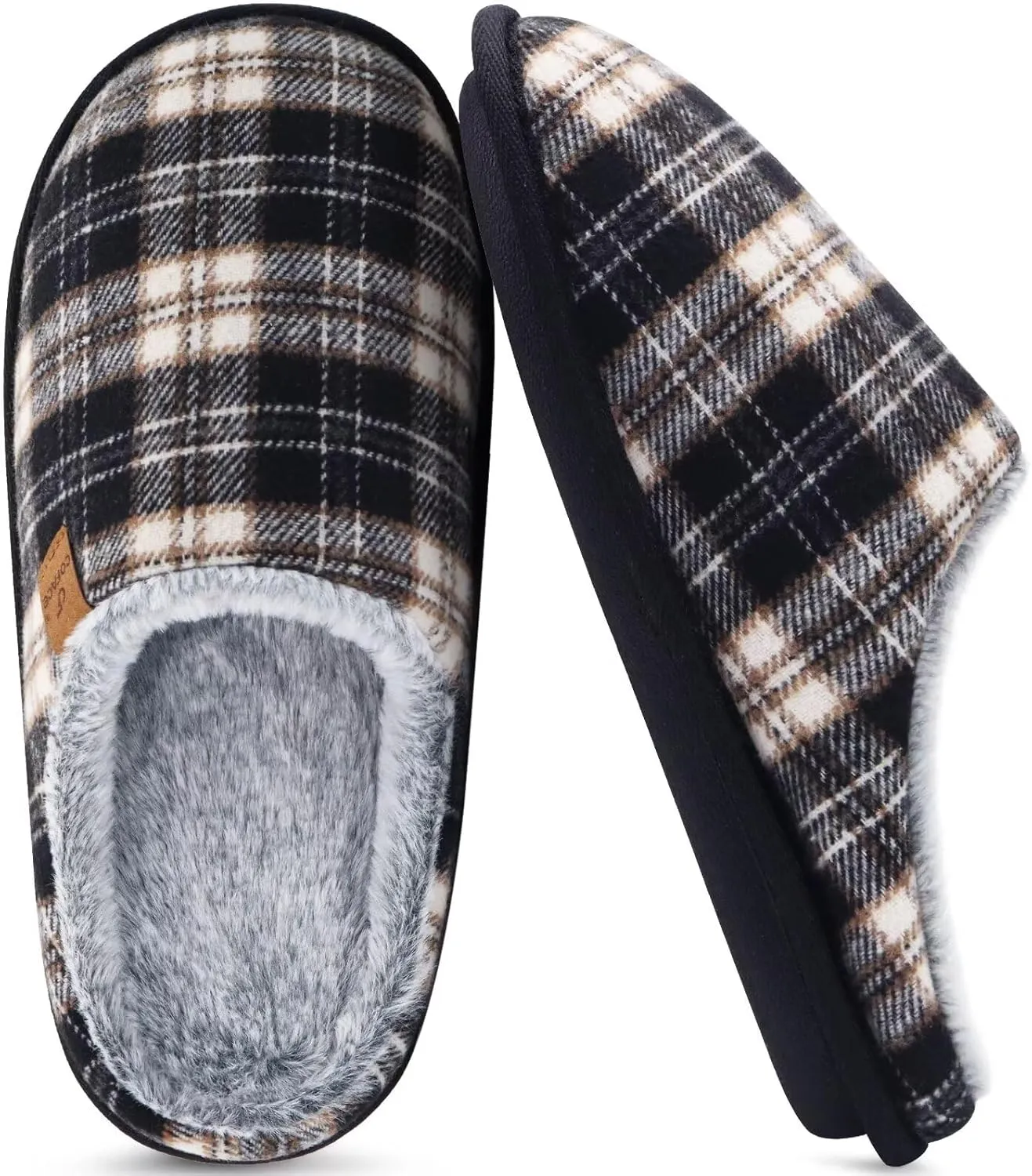 COFACE Unisex Mens Womens Cozy Memory Foam Scuff Slippers Casual Slip On Warm House Shoes Indoor/Outdoor Sandal Slippers With Arch Support Rubber Sole Size 4-15