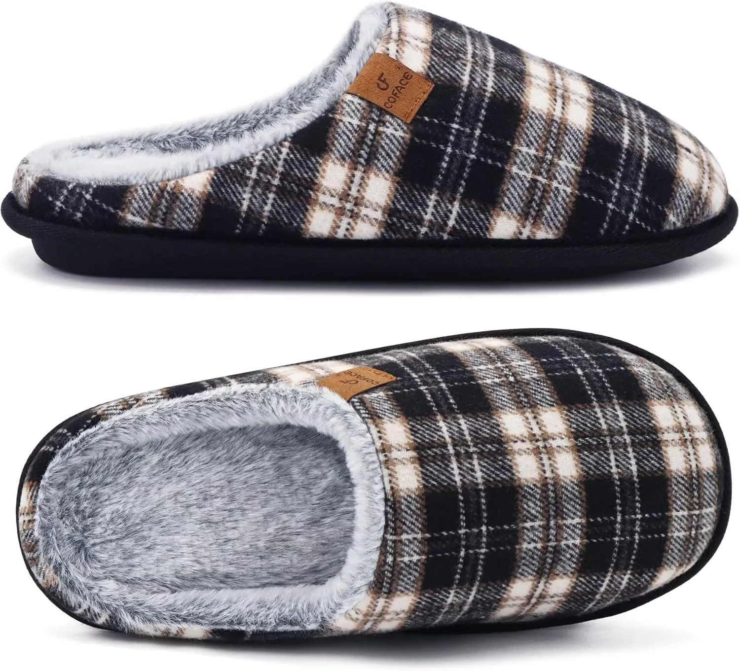 COFACE Unisex Mens Womens Cozy Memory Foam Scuff Slippers Casual Slip On Warm House Shoes Indoor/Outdoor Sandal Slippers With Arch Support Rubber Sole Size 4-15