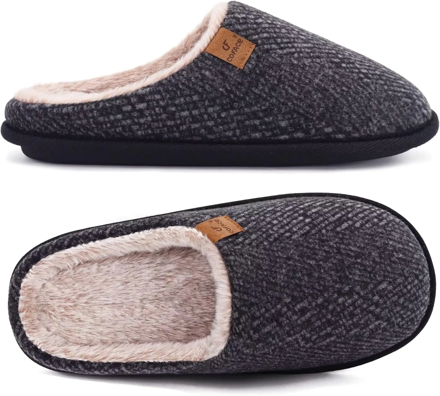 COFACE Unisex Mens Womens Cozy Memory Foam Scuff Slippers Casual Slip On Warm House Shoes Indoor/Outdoor Sandal Slippers With Arch Support Rubber Sole Size 4-15