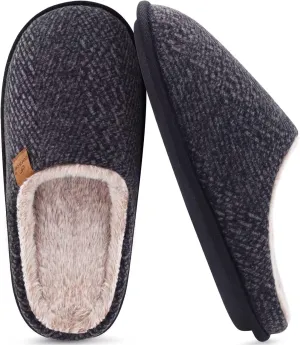 COFACE Unisex Mens Womens Cozy Memory Foam Scuff Slippers Casual Slip On Warm House Shoes Indoor/Outdoor Sandal Slippers With Arch Support Rubber Sole Size 4-15