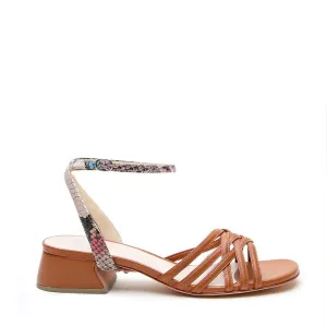 Cognac Bell Sandal   Painted Snake Marilyn Strap