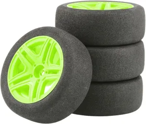 Compatible with HSP 94123 for Sakura D4 for Tiangong TT02 Flat Car Sponge Tire 1/10 RC Tire Professional for Racing Upgrade Parts RC Wheel Tires(Green)
