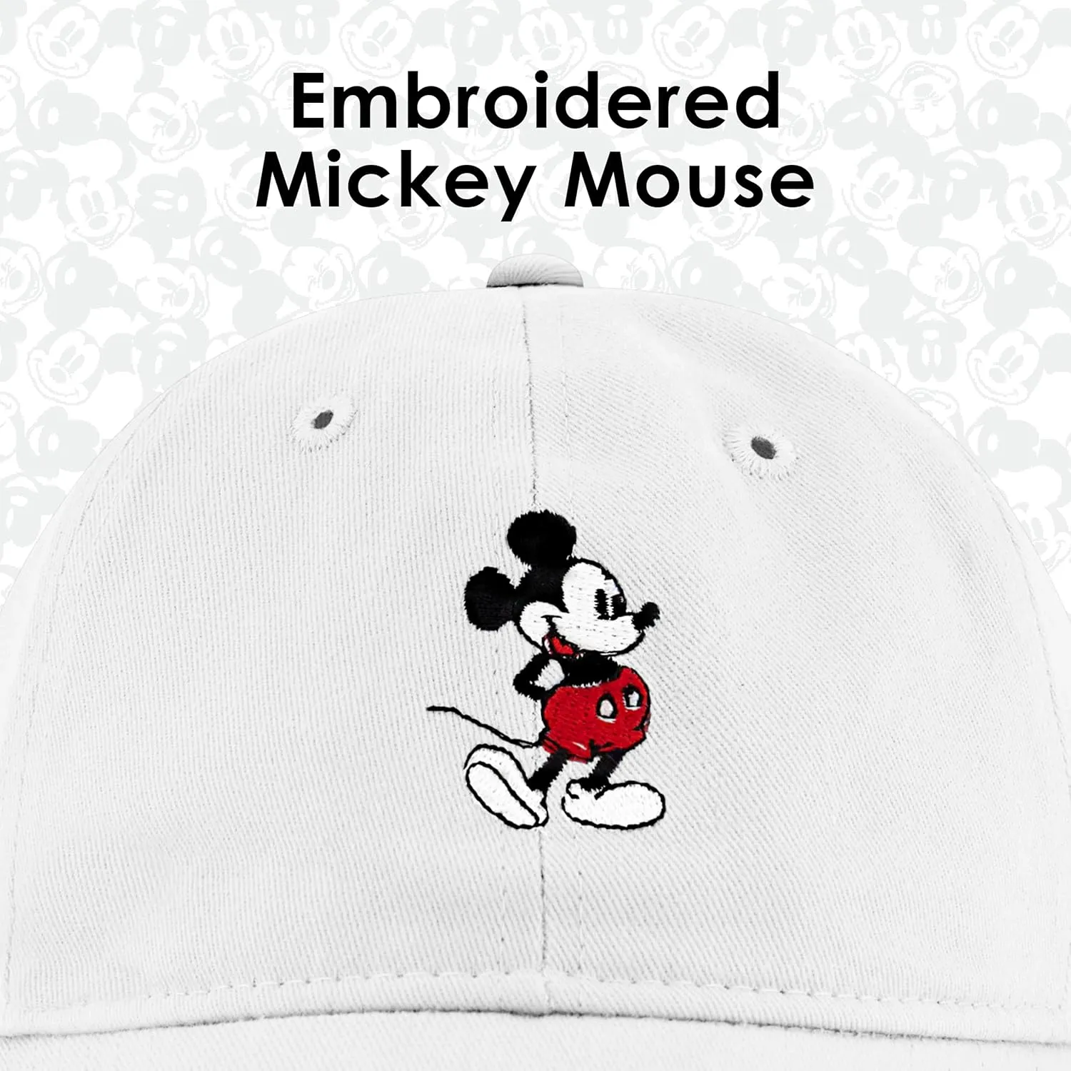 Concept One Disney Mickey Mouse Embroidered Cotton Adjustable Dad Hat with Curved Brim