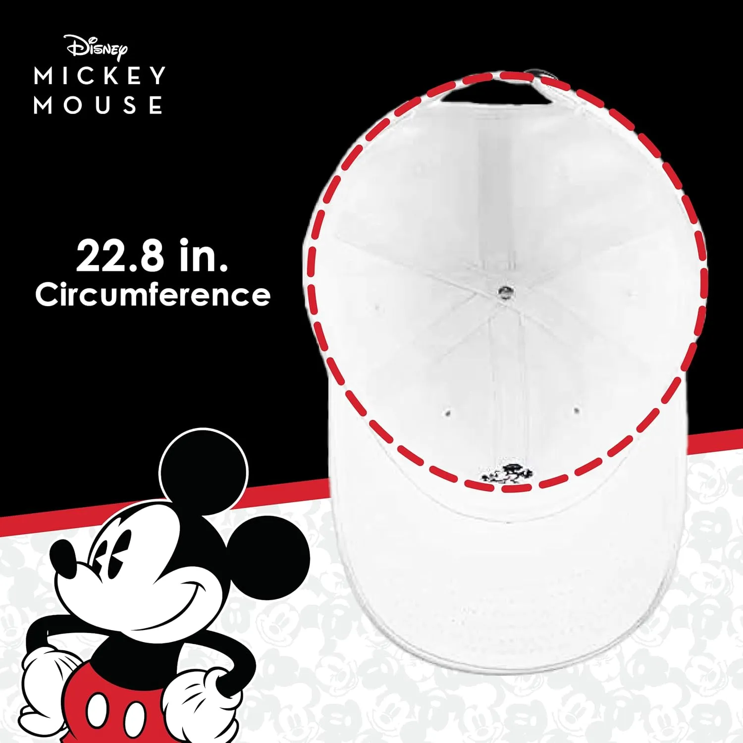 Concept One Disney Mickey Mouse Embroidered Cotton Adjustable Dad Hat with Curved Brim