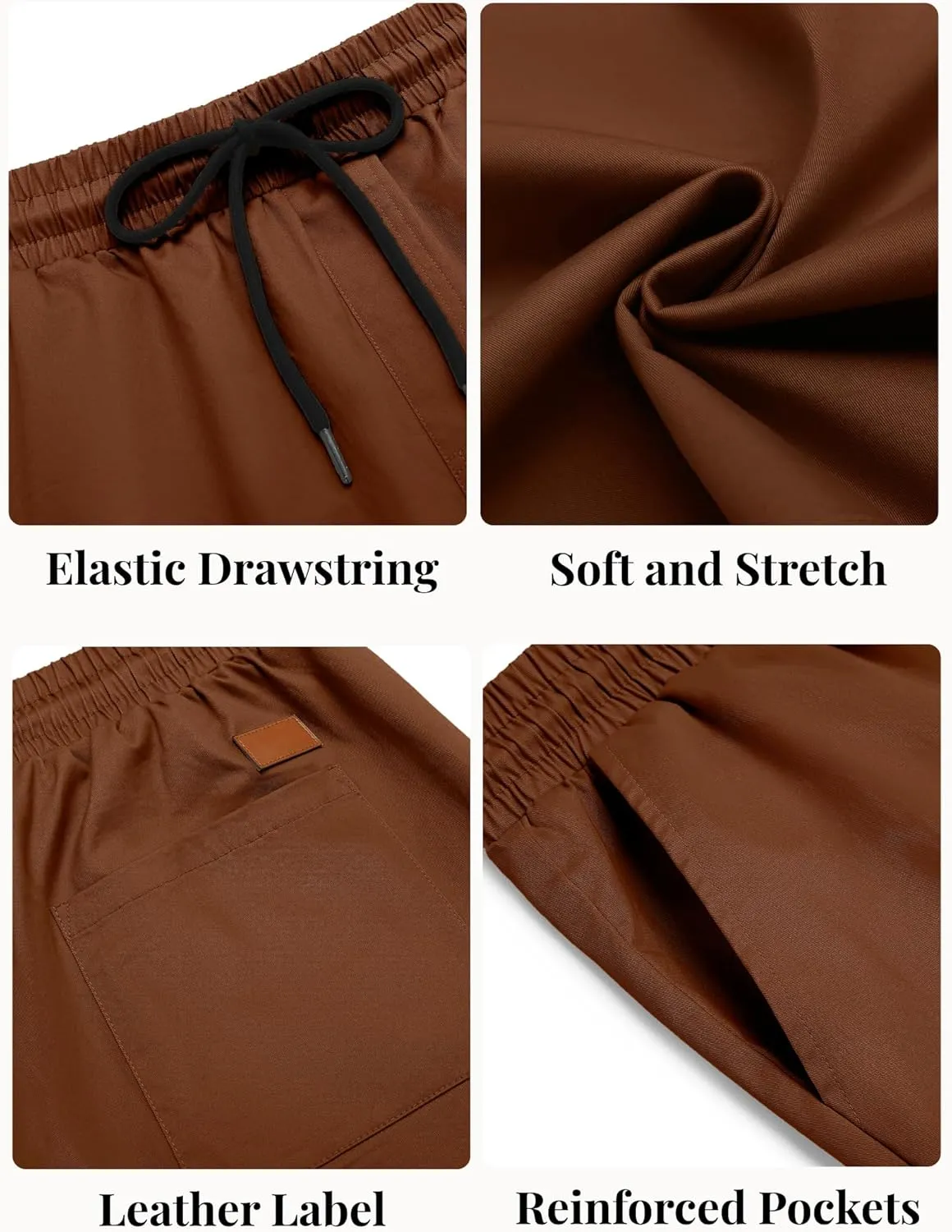 COOFANDY Men's Casual Shorts Cotton Elastic Waist Drawstring Shorts Lightweight Summer Beach Shorts