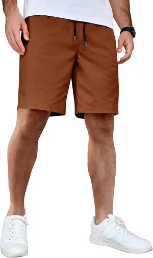 COOFANDY Men's Casual Shorts Cotton Elastic Waist Drawstring Shorts Lightweight Summer Beach Shorts