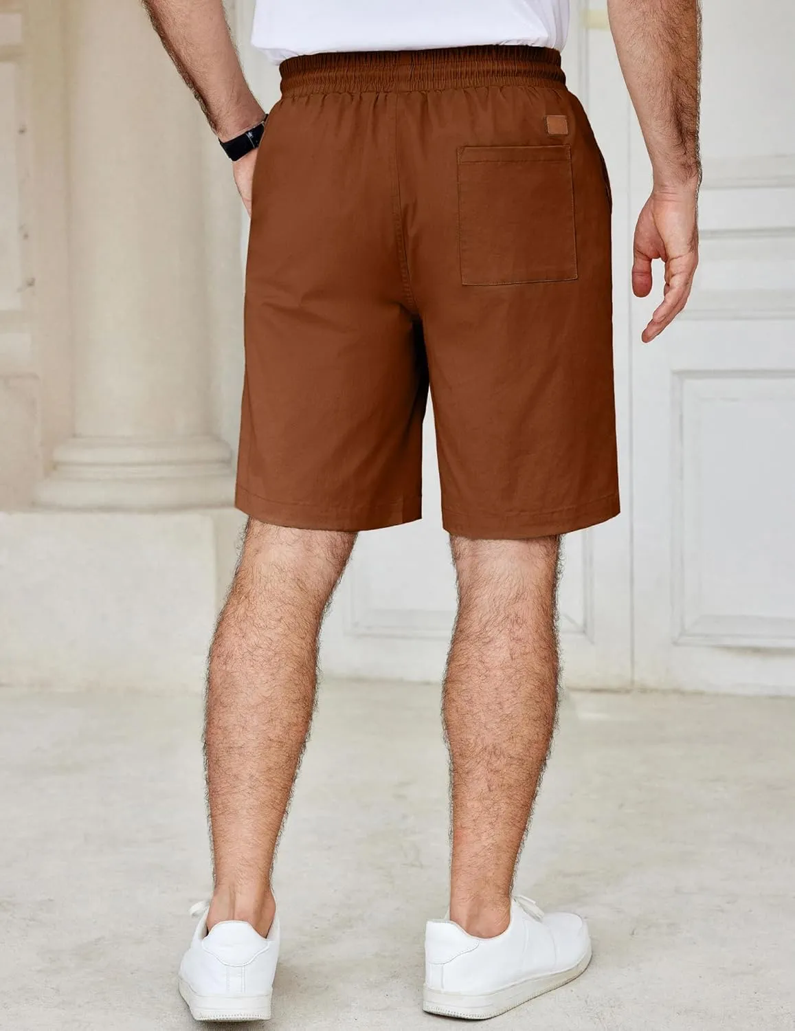 COOFANDY Men's Casual Shorts Cotton Elastic Waist Drawstring Shorts Lightweight Summer Beach Shorts