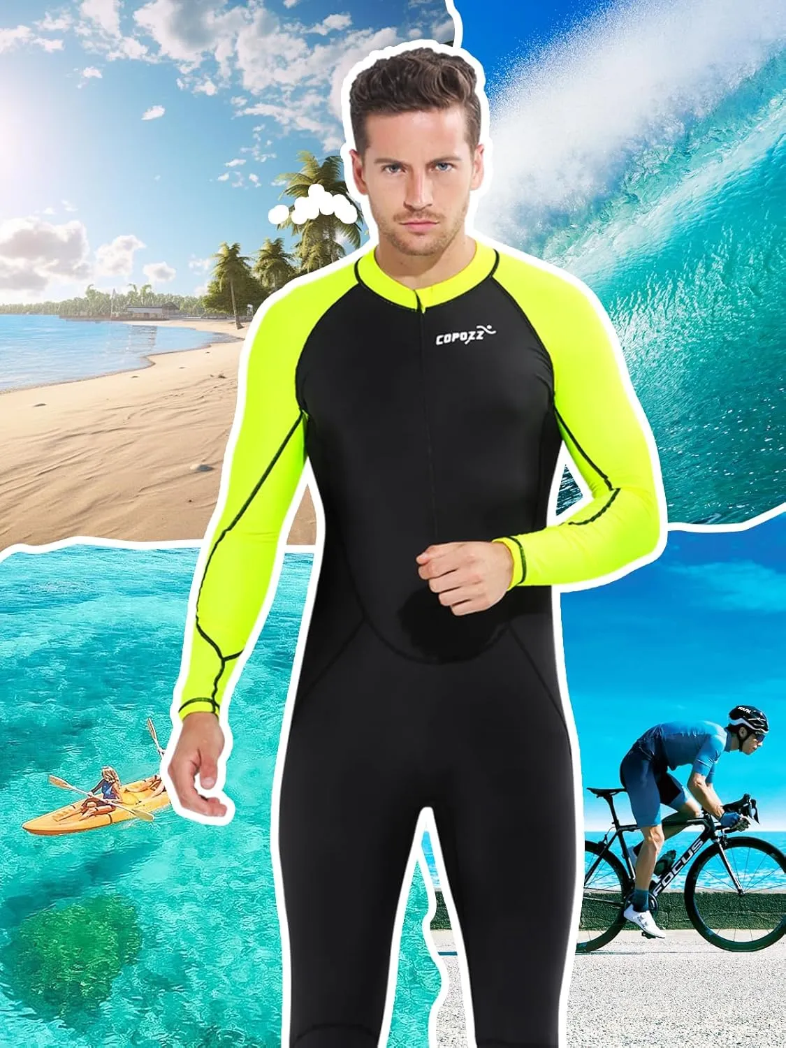 COPOZZ Mens Wetsuit – Front Zip Wet Suit for Snorkeling, Surfing, Scuba Gear, Paddleboarding, Water Sports