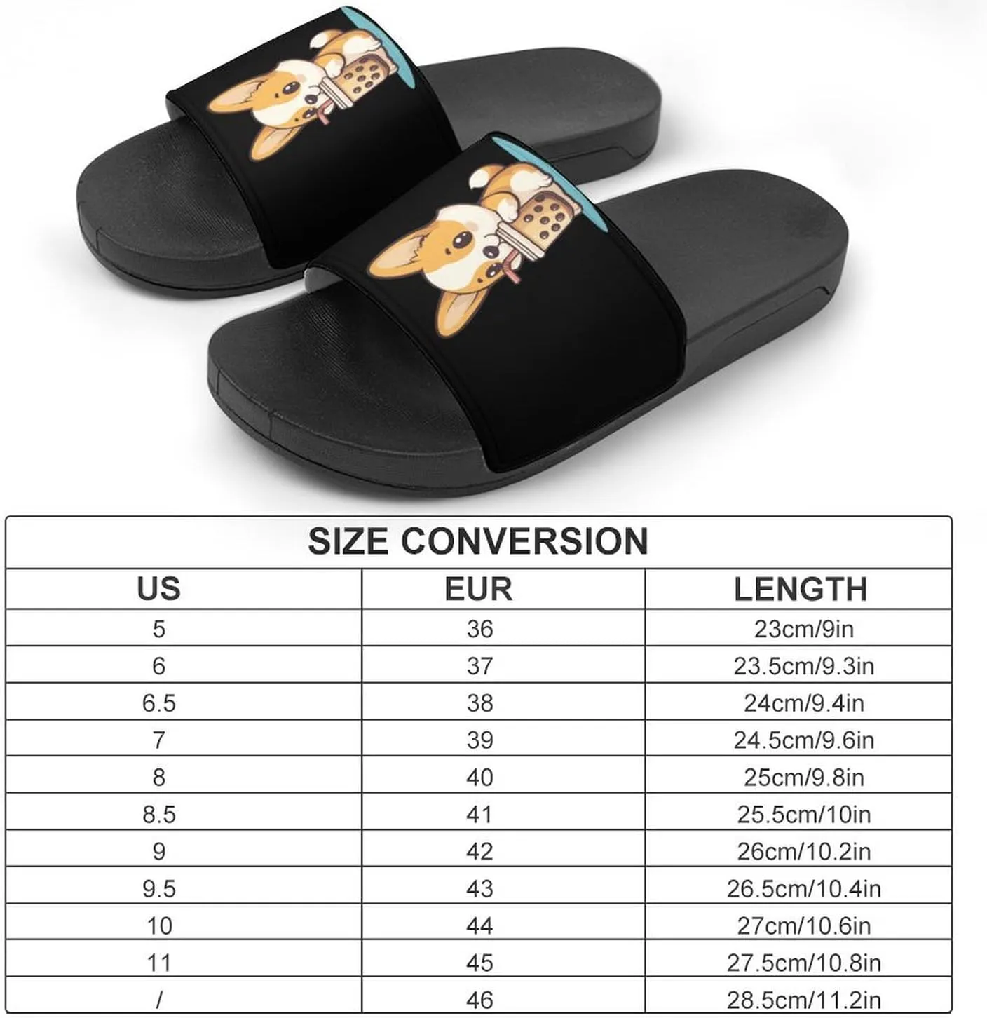 Corgi Dog Puppy Pearl Milk Tea Shower Sandals PVC Pillow Slippers Bath Slip On Home Shoes Non-Slip for Outdoor