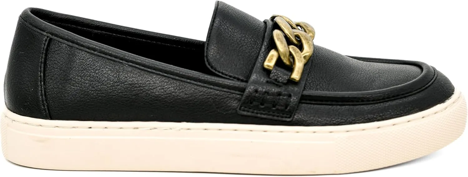 Corkys Footwear Women's Chain Reaction Slip on Fashion Sneaker - Featuring a Chain Detail on The Upper, A Moc Toe, and A Comfortable Insole for All Day Wear - Raffia, Size 11