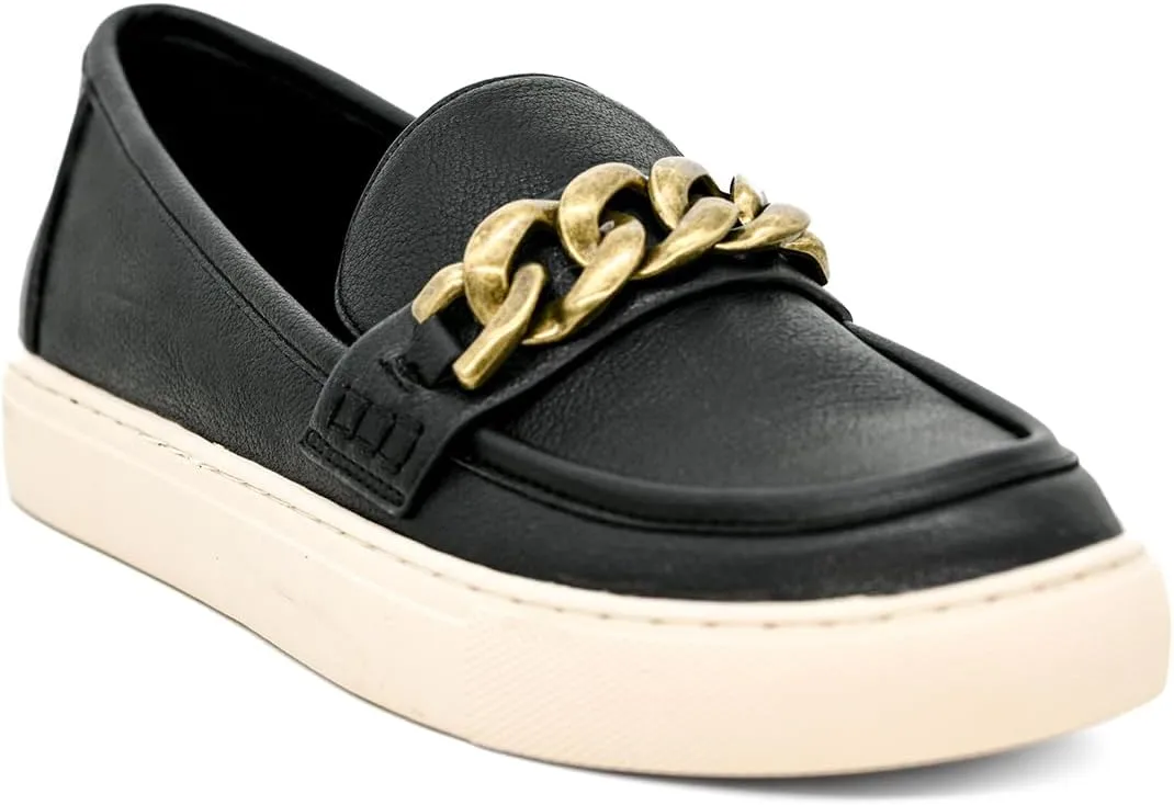 Corkys Footwear Women's Chain Reaction Slip on Fashion Sneaker - Featuring a Chain Detail on The Upper, A Moc Toe, and A Comfortable Insole for All Day Wear - Raffia, Size 11