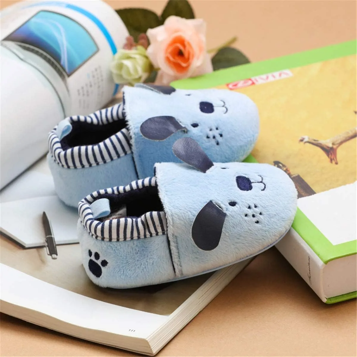 COSANKIM Infant Baby Boys Girls Slipper Soft Sole Non Skid Sneaker Moccasins Toddler First Walker Cirb House Shoes
