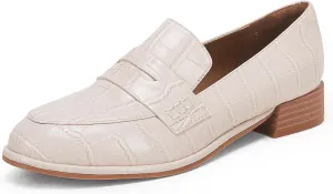 Coutgo Womens Classic Penny Loafers Crocodile Print Casual Mid Stacked Heel Comfort Slip On Office Oxford Dress Shoes