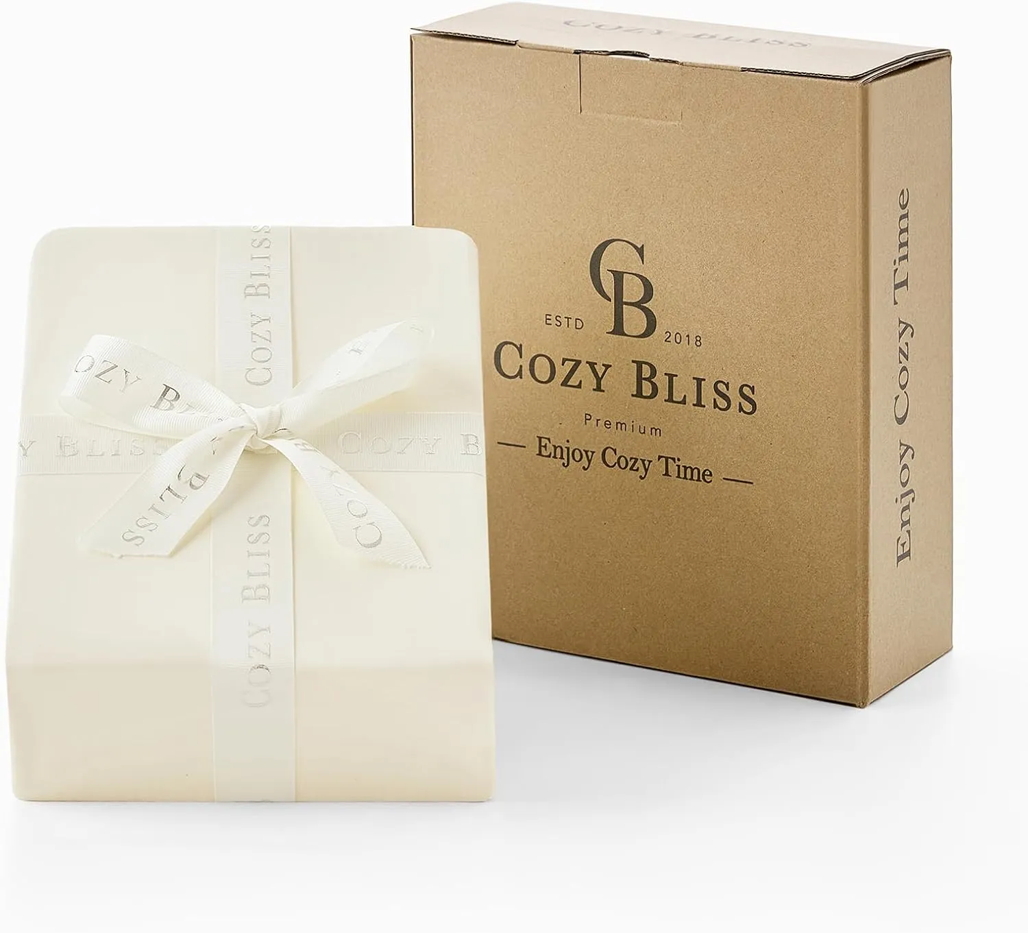 Cozy Bliss Cooling Fitted Sheet Queen Size with 2 Pillowcases,Breathable Sheet Set for Hot Sleeper and Night Sweats,Deep Pocket Up to 15 Inches,Stay Put for Mattress,Cream White