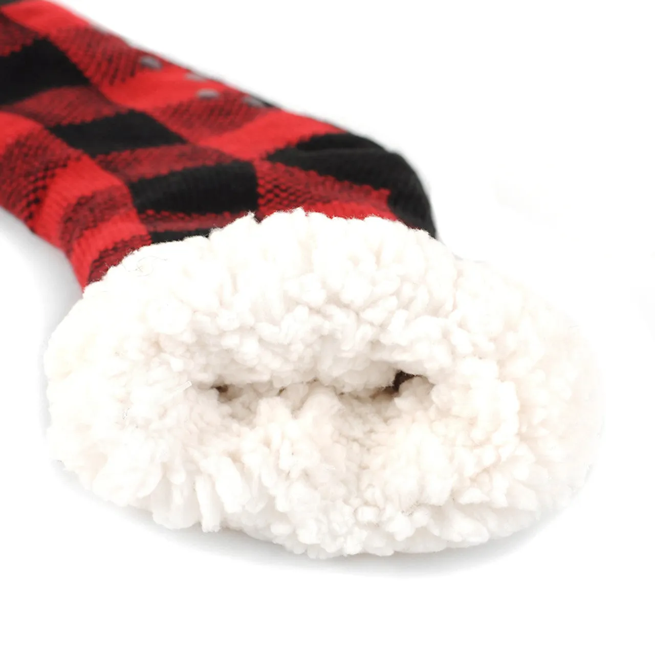 Cozy Socks Women's Plush Fleece Lined Sherpa Slipper Socks Red and Black Design Fluffy Socks Warm Socks Fuzzy socks
