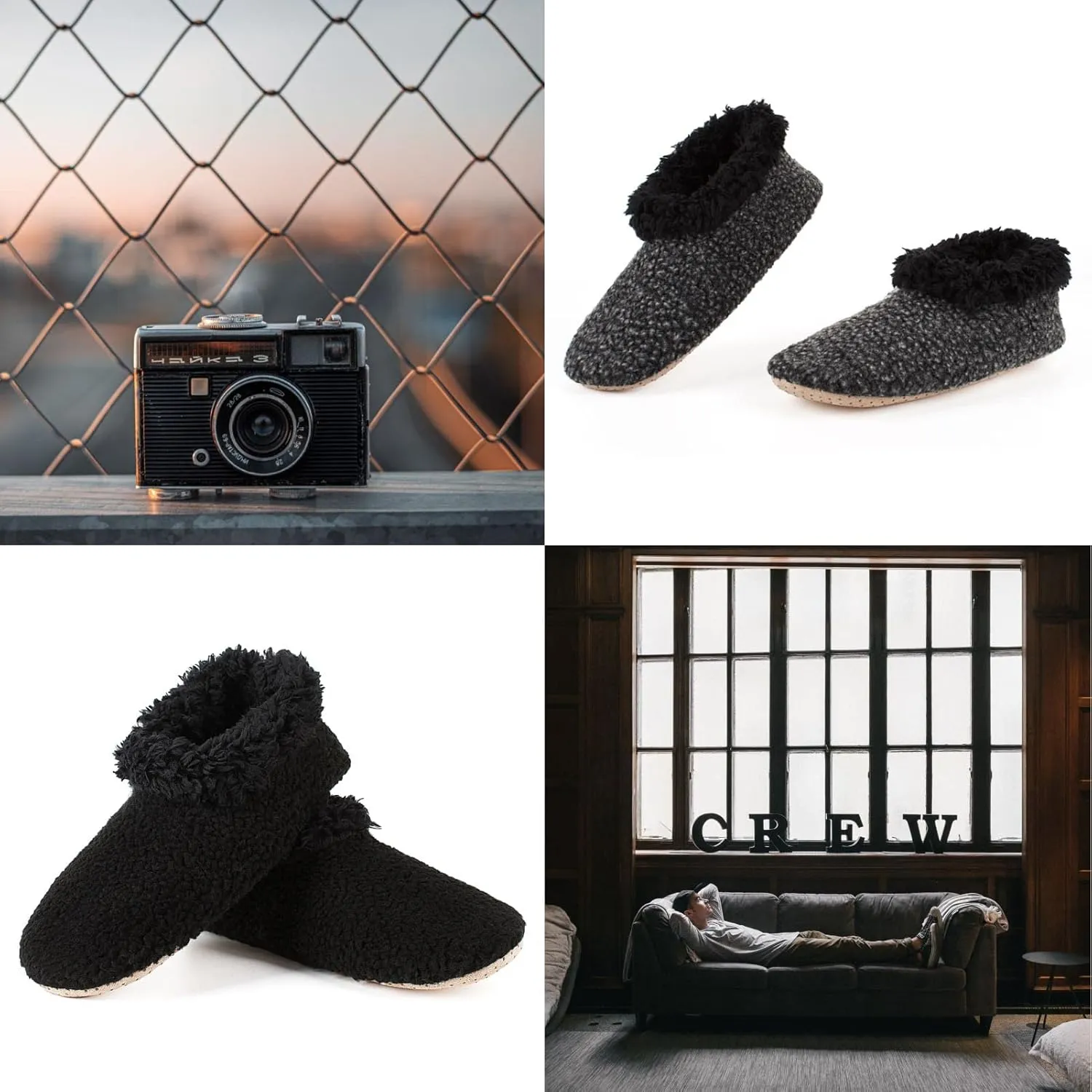 Cozylook 2-Pack Men's Soft Sole Slippers, Cozy Fuzzy Sock Shoes with Non-Slip Grippers, Unique Gifts