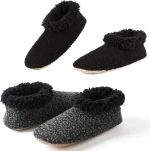 Cozylook 2-Pack Men's Soft Sole Slippers, Cozy Fuzzy Sock Shoes with Non-Slip Grippers, Unique Gifts