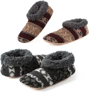 Cozylook 2-Pack Men's Soft Sole Slippers, Cozy Fuzzy Sock Shoes with Non-Slip Grippers, Unique Gifts