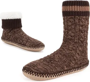 Cozylook Mens Slipper Socks Fleece Lined Non-slip Soles, Winter Soft Thick Cozy Home Boots, Warm Fuzzy House Shoes Indoor