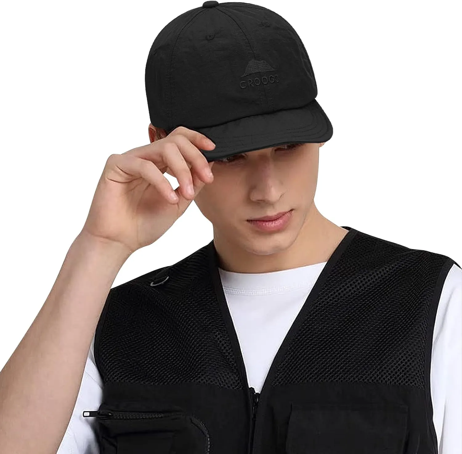 Croogo Quick Dry Short Brim Baseball Cap Soft Flat Bill Sun Hats Lightweight Trucker Caps Waterproof Umpire Short Bill Cap