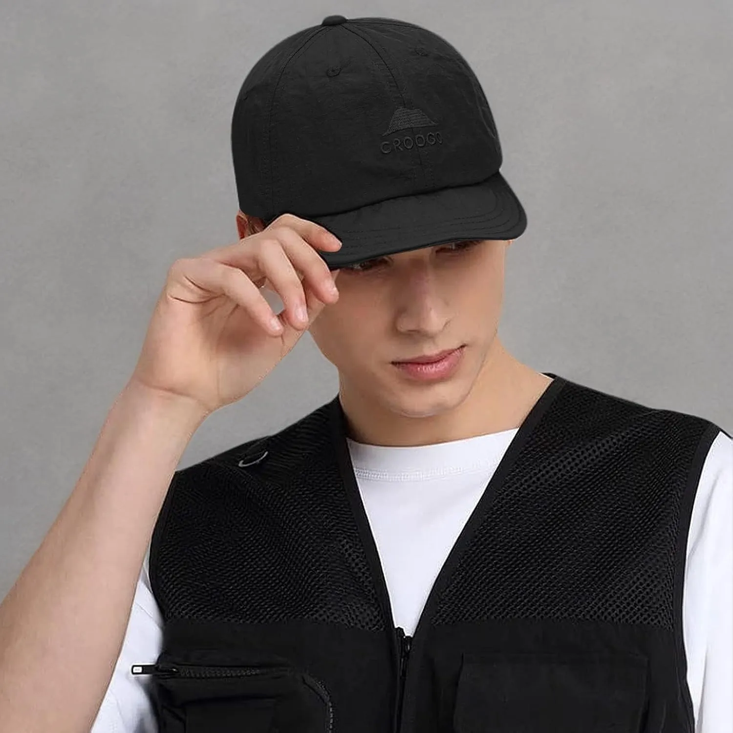 Croogo Quick Dry Short Brim Baseball Cap Soft Flat Bill Sun Hats Lightweight Trucker Caps Waterproof Umpire Short Bill Cap