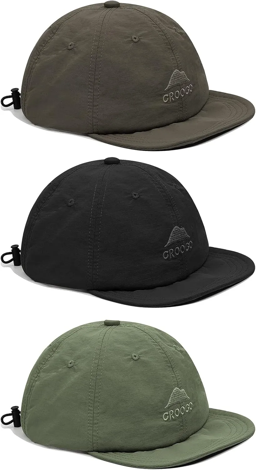 Croogo Quick Dry Short Brim Baseball Cap Soft Flat Bill Sun Hats Lightweight Trucker Caps Waterproof Umpire Short Bill Cap
