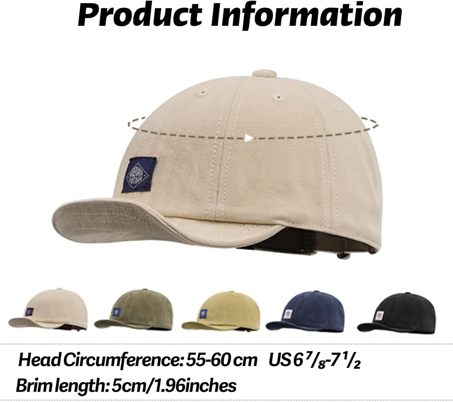 Croogo Short Brim Baseball Cap Low Profile Casual Flat Brimmed Lightweight Hats Cotton Outdoor Adjustable Caps Sun Hat