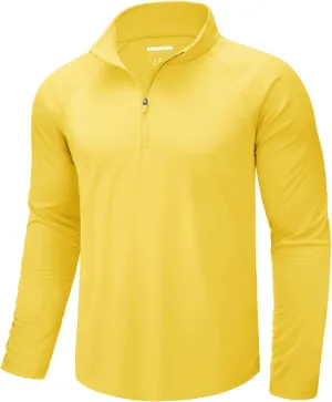 CRYSULLY Men's Long Sleeve 1/4 Zip Shirts Sun Protection Pullover UPF 50  Rash Guard Running Lightweight T Shirt