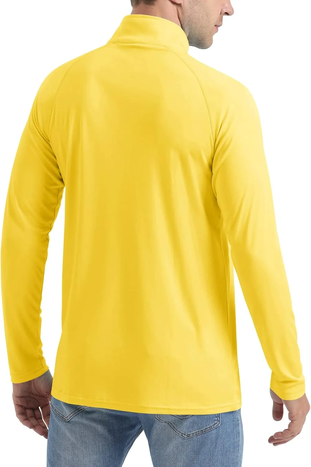 CRYSULLY Men's Long Sleeve 1/4 Zip Shirts Sun Protection Pullover UPF 50  Rash Guard Running Lightweight T Shirt